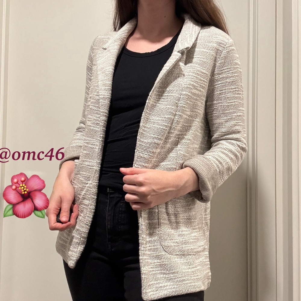 Topshop Sweater Boyfriend Blazer in Marled Gray Size US 4/UK 8